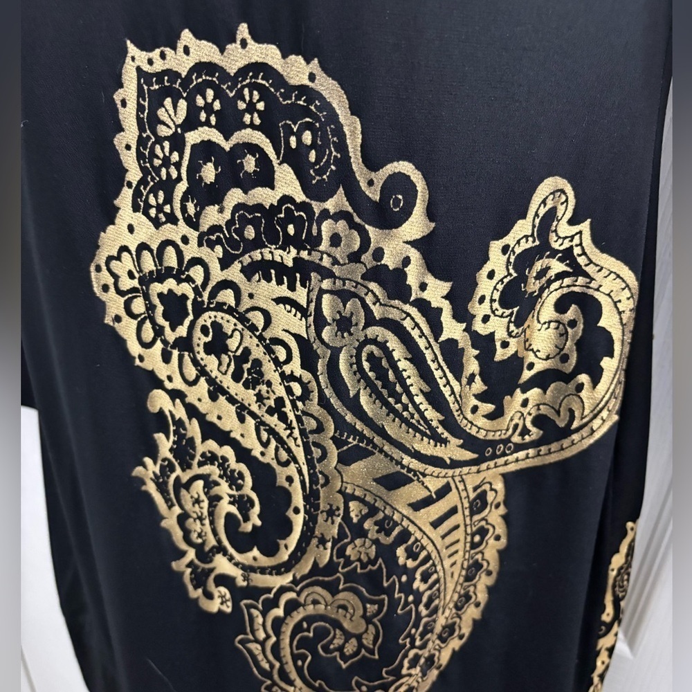 Cache Black Metallic Paisley Dress Size 12 - Picture 6 of 9